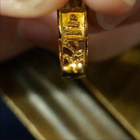 Gold Tone & Rhinestone Small Hoop Latch Back Earrings - Picture 9 of 9